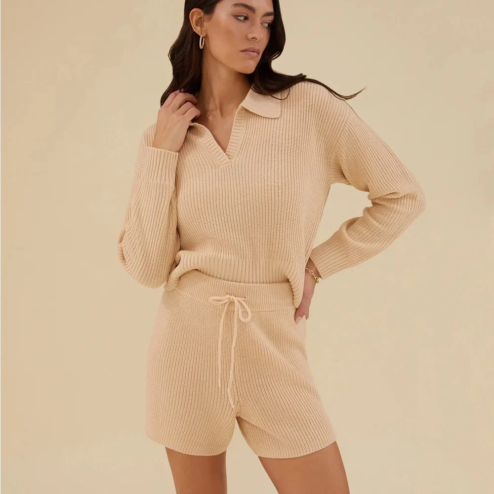 NWT Rachel Parcell Pull On Sweater Short Small Bleached Sand